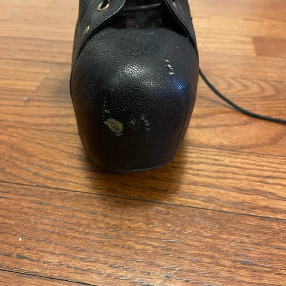 Black Lace-Up Platform Boots - Picture 2 of 4